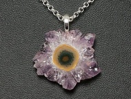 紫水晶鐘乳石切片吊墜項鍊紫丁香薰衣草紫項鍊