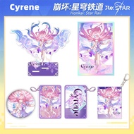 Honkai：Star Rail Cyrene Double Flash Badge Acrylic Transparent Card Keychain Quicksand Pendant Stand