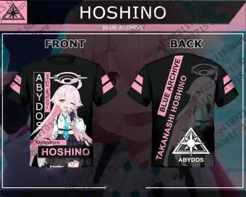 Takanashi Hoshino Anime Tees New Game Blue Archive All Role Playing 3D Print T-shirt Men Women Haraj