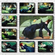 Vintage Abstract Oil Painting of A Woman Lying on A Green Sofa Poster Canvas Art Prints Home Room Wa