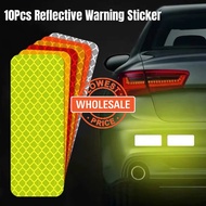 [Wholesale] 10Pcs Car Reflective Warning Sticker / Car Bumper Secure Reflector Strip Tape / Night Safety Warning Protective Reflective Stickers / Auto Motorcycle Styling Decals