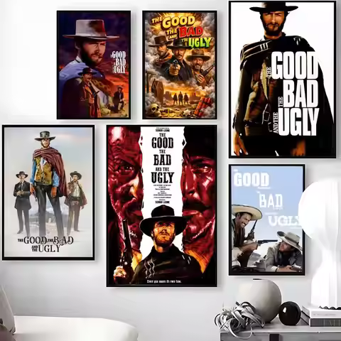 The Good The Bad and The Ugly Poster Waterproof Self-Stick Wall Art Stickers, Removable Wall Decor f