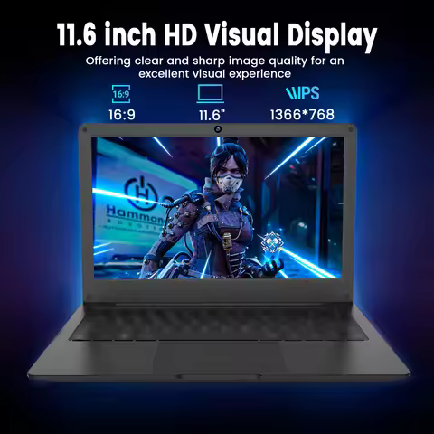 Laptop Computer 11.6 Inches, 4+64Gb Memory, for Office Work, Entertainment, and Listening to Music, 