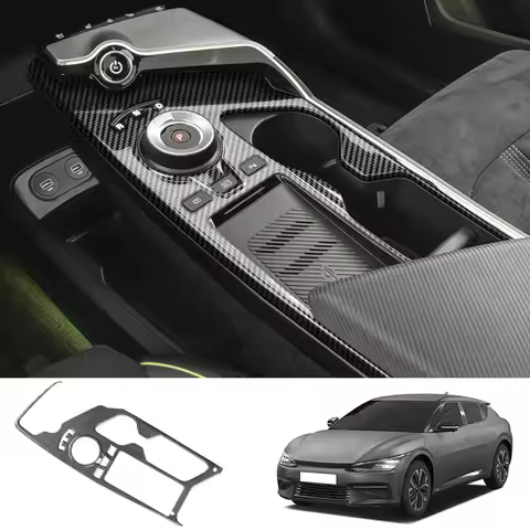 Carbon Fiber Style ABS Plastic Car Center Console Gear Shift Panel Cover Trim For KIA EV6 GT Line 20