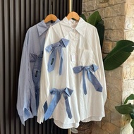 COQUETTE RIBBON TIE COTTON BLOUSE