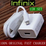 Infinix Charger Original Fast Charger 15W Micro USB+Type C Cable 2IN1 Adapter Set For Android Charge
