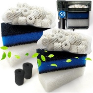 2 Sets of Upgraded Three-Stage Filtration Fish Tank Filter for AquaClear 50 Power Filter, 2 Set of R