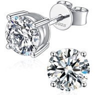 Moissanite Stud Earrings For Women, 925 Sterling Silver Earrings For Men