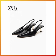ZARA2023 Autumn New Product Women's Shoes Black Metal Heel Mueller Open Heel Shoes 2224210 800