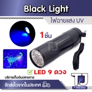 Blacklight mini ไฟฉายแสงแบล็คไลท์ UV LED 9 ดวง ไฟฉายยูวี ขนาดมินิพกพา ไฟฉายอัลตราไวโอเลต LED (1ชิ้น)