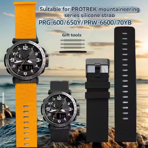 24mm Silicone watch strap For Casio PROTREK Series PRG-601 PRG-600 PRG-650 PRW-6600Y GA2200 silicone