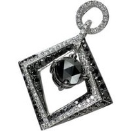 Black diamonds totaling 1.07ct, diamonds totaling 0.77ct, pendant top in 18K white gold, 3.8g, for w