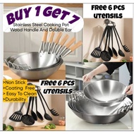 Connox {BUY1 TAKE6} Stainless Steel Cookware Wok Pan 30, 32, 34, 36cm Induction Cooking Wok Big Size