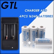 16340 GTL 3.7V 2800mAh Lithium Li-ion Battery CR123A Rechargeable Batteries 3.7V CR123 for Lase