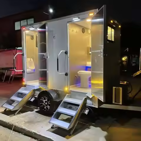 Customized Luxury Mobile Restroom Trailer 2/4 Stall Outdoor Portable Toilet With Bathroom For Event 