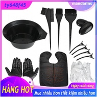 Bộ dụng cụ nhuộm tóc gồm tô trộn + cọ + đồ che tai + kẹp tóc + lược + găng tay dùng tạ