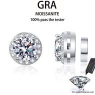 【 GRA Certificate Attached 】 2ct moissanite earrings, s925 pure silver ear hole free magnetic classi