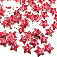 Gnd 50Pcs 12.5Mm Metallic Red Star 2 Holes Buttons Sewing Dress