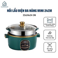 Nồi Đa Năng Mini 24cm, Nồi Lẩu Điện Đa Năng Chống Dính 6 Chế Độ, Chiên, Xào, Hấp, Nấu Cơm, Nấu Lẩu (