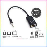 Microphone Headphone Audio Splitter 3.5mm to 2x3.5mm 16cm - FA297