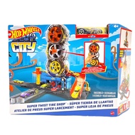 Hot Wheels CITY SUPER TWIST TIRE SHOP ชุดรางร้านล้อยางรถยนต์แบบหมุนได้ hdp02