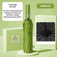 Ô Dù Gấp Gọn 12 Nan Kép Tự Động (24 Nan) - Dù Đi Mưa Che Nắng Chống Tia UV (Nhiều Màu)