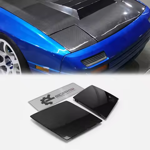 Car Accessories For RX7 FC3S Carbon Fiber OEM Headlight Cover 2pcs Glossy Fibre Head Light Lamp Cap 
