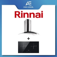 RINNAI RH-C209-GCR 90CM CHIMNEY HOOD + RINNAI RB-7012H-CB 2 ZONE INDUCTION HOB WITH TOUCH CONTROL