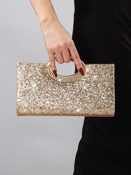 GFS store New Dinner Bag Vintage Big Ring Tote Bag Premium Texture Glitter Fashion Trend Clutch