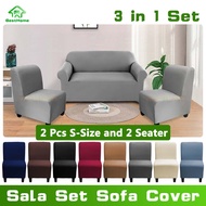 Plain 3 in 1 Set Sala Sofa Cover Set 2 Pcs S-Size Armless Sofa Cover and 2-Seater Armrest Sofa Cover Sala Sofa Covers