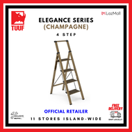 TUUF 4 Step Ladder Elegance Series - Champagne - Free Delivery - Exclusive Designer Ladder By Selffi