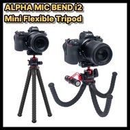[ALPHA MIC BEND i2] Mini Flexible Tripod 321g Lightweight Aluminum Core Gorilla Stand with Phone Hol