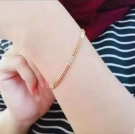 Gelang Tangan Wanita Model Rantai Tipis Plat Perhiasan Xuping Terlaris Lapis Emas 24k Gold Anti Karat Terbaru