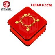 Gelang Tangan Budak Kids Bracelet Lebar 0.2CM- 0.5CM Emas Bangkok Emas Korea GM Mall 24K Gold Plated