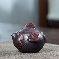 Yixing Zisha แร่ม่วงดั้งเดิมกาน้ำชาแบบถือจากดินเหนียวหม้อชงกาน้ำชาแบบมีที่จับชุดชาในครัวเรือนกังฟูแบ