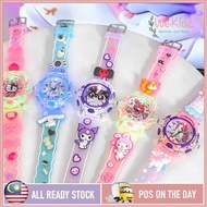 [WeKidz] 2024 Sanrio Watch Kuromi Melody Cinnamoroll Kids Watch with Light Silicone Strap Quartz Wat