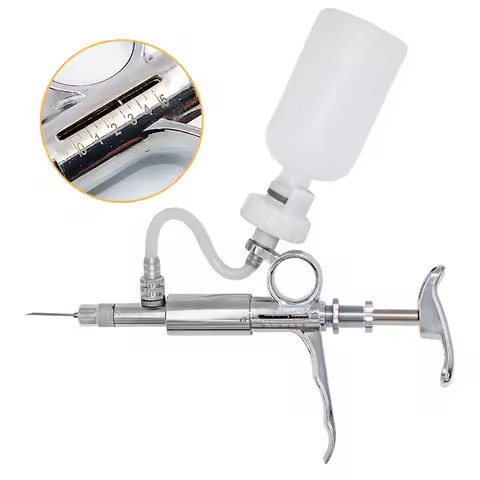 0.5~5ml Automatic Livestock Continuous Syringe Veterinary Equipment With Bottles Vaccination Double 
