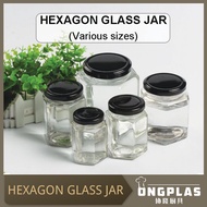 😎CUSTOMADE😎 BALANG KEDAP UDARA/ BEKAS JEM KAYA/ BALANG KACA/ BAKERY/ AIR TIGHT HEXAGON GLASS CONTAINER/ DOOR GIFT