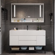 Rock One-Piece Basin Light Luxury Bathroom Cabinet Combination Bathroom Washbasin Sink Washbasin Mirror Cabinet Set