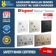 Legrand Mallia Senses 2022 13A Socket Outlet with USB Type A Type C 2.4 A Charger 250V