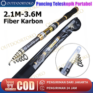 Sougayilang Pancing Teleskopik Portabel 2.1m-3.6m Carbon Fiber Spinning Fishing Rod /Joran Pancing M
