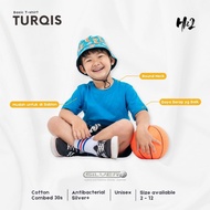 HN2 Turqis Antibacterial Plain T-Shirt for Children, Short Sleeve Premium Cotton Combed 30s, 2-4-6-8
