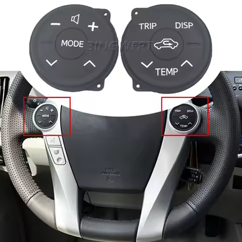 Car Left + Right Steering Wheel Switch Control Panel Rubber For Toyota Prius 30 2009-2013 prius Eco 