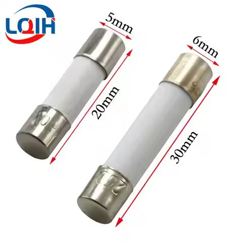 10PCS 5x20mm 6x30mm Ceramic Fuse Tube 250V Fuse 5*20mm 6*30mm T0.5A 1A 2A 3A 3.15A 4A 5A 6A 6.3A 7A 
