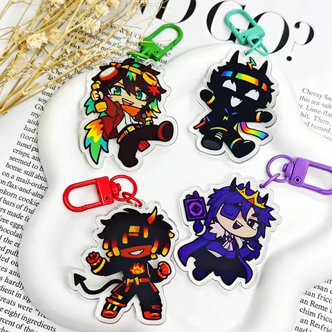 Game UU ParrotX2 Wemmbu Flame Frags Spoke Is Here Cosplay Keychain Kawaii Acrylic Keyring Key Chain 