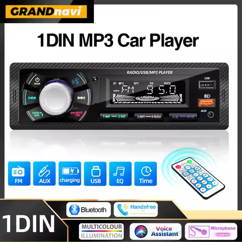1 Din Car Radio MP3 Player FM Tuner Stereo With DAB+Box Support Voice Assistant Phone Charging Bluet