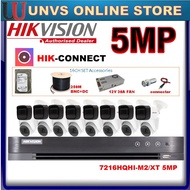 HIKVISION HIK 16-CHANNEL 5.0MP CCTV Full HD 5MP 1440P DVR+Camera 16CH Camera Full Set Cable 250M