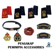 Pengakap Pemimpin Accessories Tali Pinggang Belt Woggle Rotan Lencana Bahu Pemimpin Epolet Kelana Le