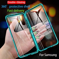 samsung galaxy a32 a72 a52 a21s a11 a31 a53 a50 a71 a51 a12 5G 4G phone case magnetic metal frame double sided tempered glass 360° full Protector hard cover casing