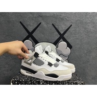 First Layer Air 4 Retro "Military Black" Trendy Fuji Basketball Shoes Men Women Same Style Gray Whit
